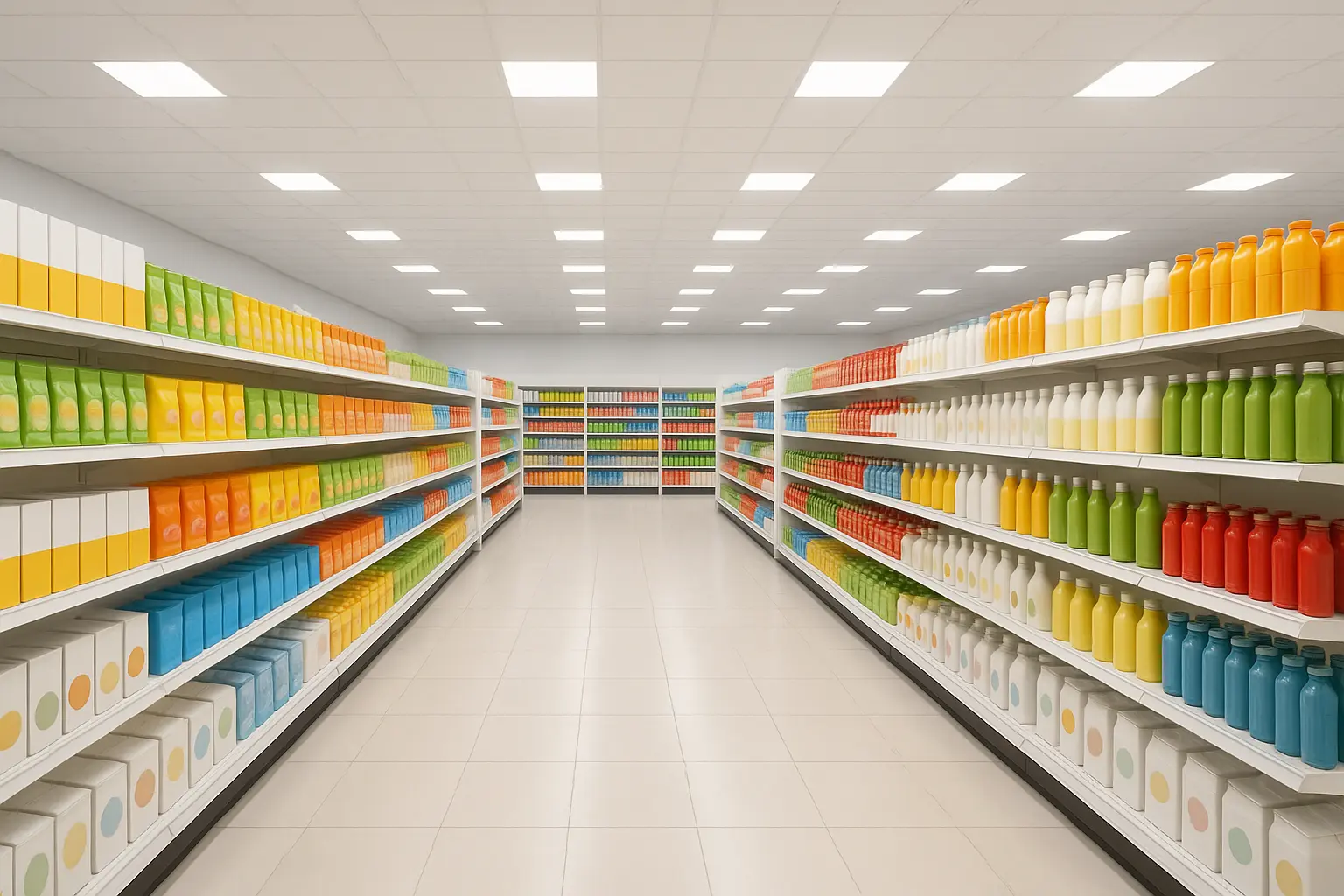 Agencement d'un magasin avec des gondoles stratégiquement placées