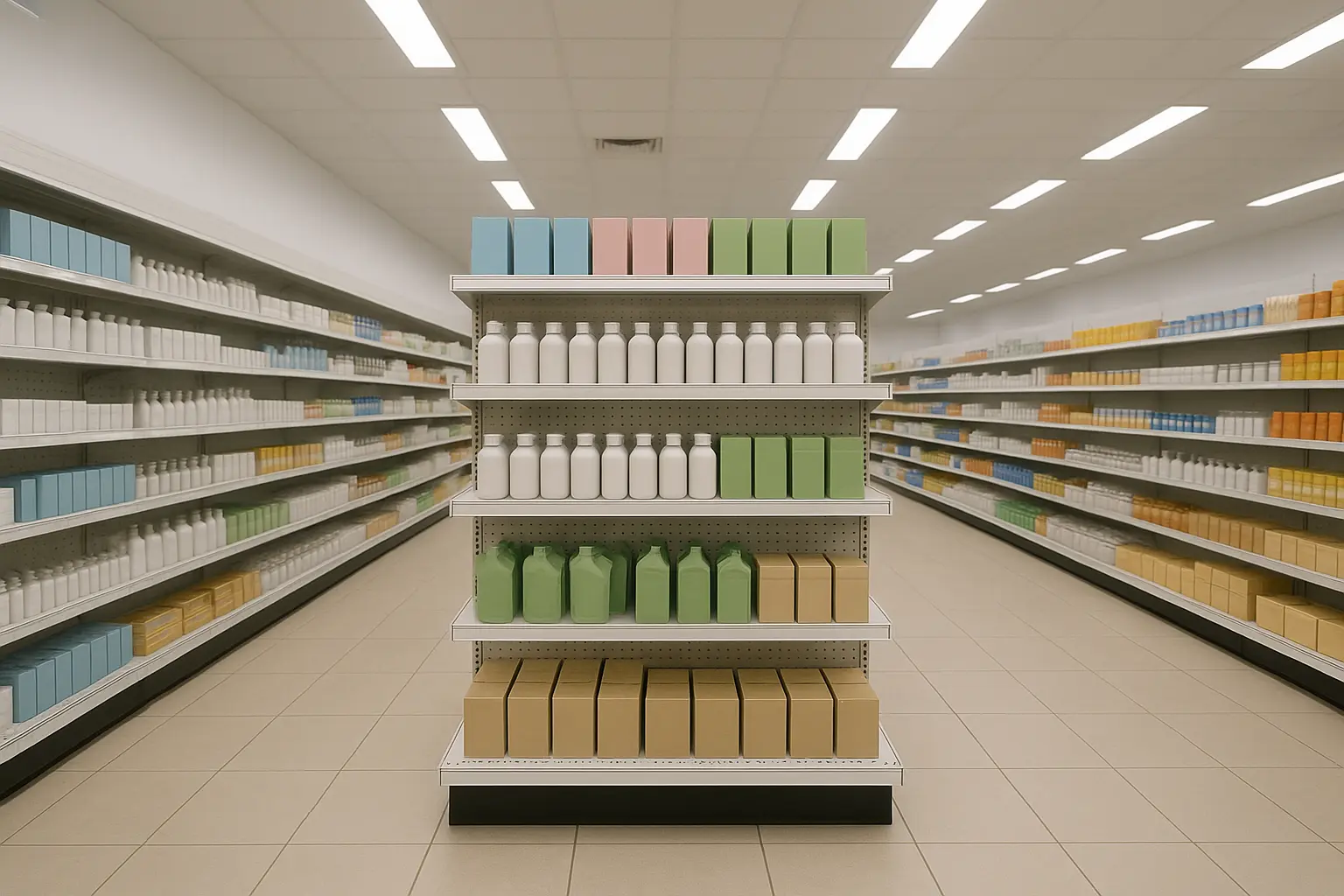 Gondole de magasin en exposition