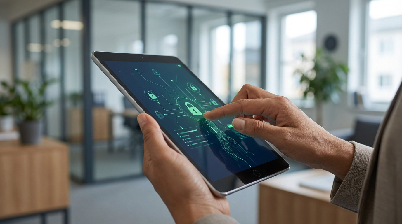 Interface numérique sécurisée symbolisant l'accès au portail gouvernemental Melanie2web
